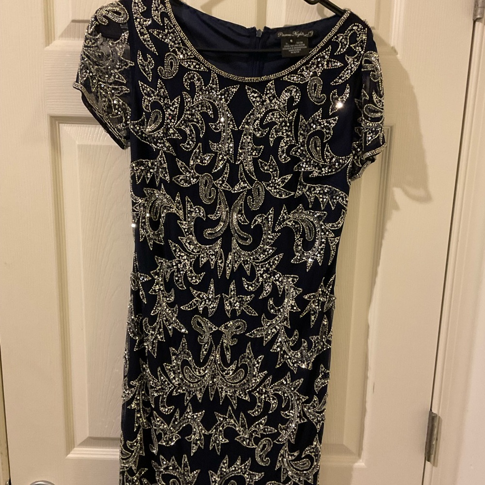 Pisarro Nights Navy Embellished Sequin Midi Dress